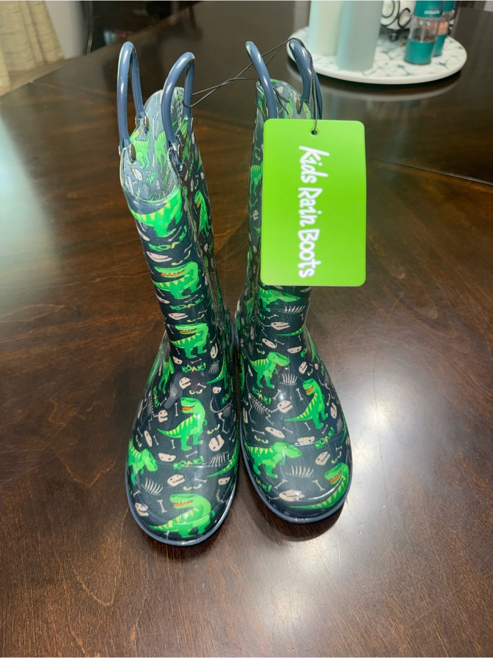 - Green Dinosaur Print Rainboots